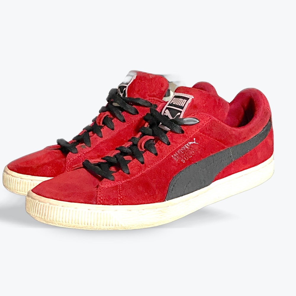 PUMA Quilted Men's Red Suede Lace-up Classic Sneakers Shoes